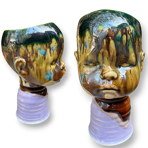 Ali Burnette 6" Dripping Glaze Child Head Vessel DP6154